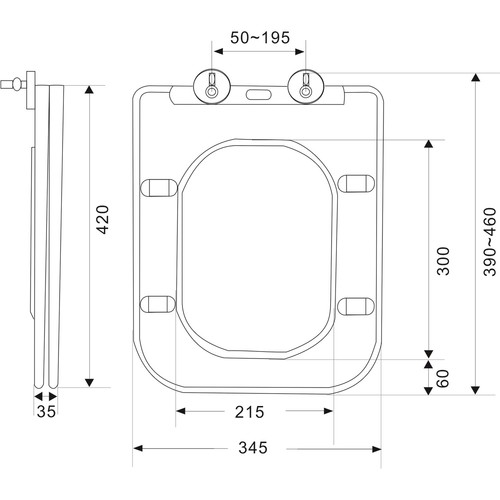 White square soft close toilet - close,